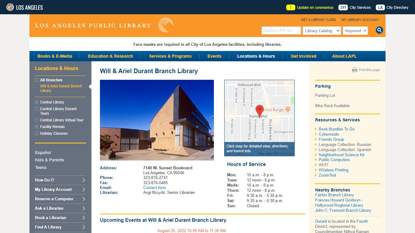 Will & Ariel Durant Branch Library | Los Angeles Public Library